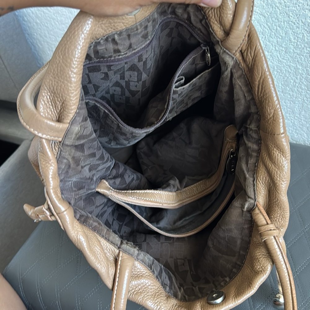 Furla Tan Leather Tote Convertible Bucket Bag - Picture 12 of 12